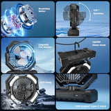 covozon 20000mAh Portable Misting Fan, USB Rechargeable Camping Fan with LED Light, Battery Operated for Outdoor, Tents, Beach, Travel - 250mL Water Tank & Hook Included, Black.