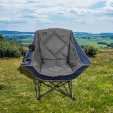 Northroad Oversized Foldable Camping Chair with Cell Phone Holder,Outdoor Padded Lawn Chair w/Cup Holder,Carry Bag for Beach, Hiking, and Picnics,Heavy-Duty 300-lbs Capacity, Blue