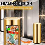 30L/8GAL Gold Lidded Trash Can with 100 Garbage Bags Metallic Gold Brass Kitchen Garbage Bin with Flip Lid