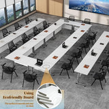 Modern Conference Table, Folding Conference Room Table with Rolling Wheels, Stackable Flip Top