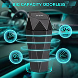 Tecfino Car Trash Can with Lid, 2 Packs Diamond Design Mini Cup Holder Trash Can for Car, Office, Home Use, Black