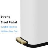 KSSKSS 2.6 Gallon Slim Bathroom Trash Can with Soft Close Lid, 10L Stainless Steel Garbage Can with Removable Liner Bucket, for Narrow Spaces, Bathroom, Bedroom (White)