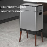 PYRVILAX Smart Sensor Trash Can Stainless Steel Rectangle Bin High Foot Rubbish