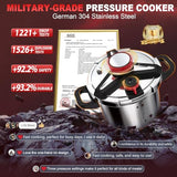 18/8 Stainless Steel Pressure Cooker 6 Quart, [One-Hand Locking] Olla de Presion, [3-In-1] Pressure Cooker, Induction Compatible, Gas Stovetop Compatible