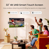 ApoloSign 32 Inch 4K UHD Smart Portable TV on Wheels, Android 16 EDLA Certified, 256GB Storage, Built-in 15000mAh Battery, Voice Remote, Touch Screen TV with Rolling Stand for Home, Office - Gen2