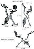 BARWING Stationary Exercise Bike for Home Workout, 5 IN 1 Foldable Indoor Cycling Bike for Seniors, 12 LBS Flywheel,350LB Capacity, 16-Level Magnetic Resistance, Seat Backrest Adjustments