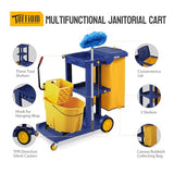 Commercial Traditional Cleaning 3-Shelf Janitorial Cart, 500 Lbs Capacity Housekeeping Cart,