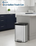 Garvee 16 gal / 60 L Stainless Steel Trash Can with Lid, Large Garbage Can for Kitchen, Rustproof Step-on Kitchen Metal Trash Bin with Liner Rim, Silver