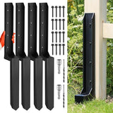 AOPEC Fence Post Repair Kit, Heavy Duty One-Piece Steel Anchor & Stakes for Repair Broken Tilted Leaning Wood Posts, Rust-Proof Easy Installation, Upgraded 11-Gauge Thickness (4 Pack)