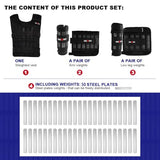 Weighted Vest Set 22LB for Men & Women, Adjustable Workout Weight Vest with Steel Plates, Weighted Training Vest with Wrist Weights, Rucking & Cardio