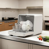 MOMOKOVA Portable Countertop Dishwasher with 5L Built-in Water Tank,Upgraded 7 Program & 24H Delayed Wash,360° Dual Spray, 167℉ High-Temp & No Hookup Needed for Home,white (white)
