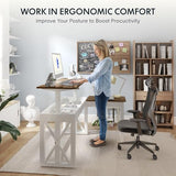 FLEXISPOT L-Shaped Executive Electric StaL-Shaped Executive Electric Standing Desk, 62"x48" Wood Farmhouse Home Officending Desk, 62"x48" Wood Farmhouse Home Office Height Adjustable Corner Desk with Drawer (3 Packages)