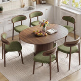 Wooden Dining Chairs set of 6, Farmhouse Dinner Chairs with Curved Back