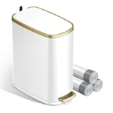 Small Bathroom Trash Can with Lid Soft Close, Step Pedal, 2.6 Gal Stainless Steel Garbage Can with Removable Inner Bucket
