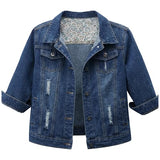 Hixiaohe Spring Summer Jean Jacket for Women Trendy Half Sleeve Button Down Short Denim Jacket Retro Cropped Trucker Coat