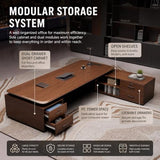 L Shaped Executive Desk with Combination Lock Drawer, 78 inch Large Computer Desk
