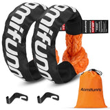 Aomifunny Synthetic Soft Shackle Rope, 2-Pack 1/2in x 22in, 56000 Lbs Breaking Strength, Synthetic Road Recovery Rope for Sailing SUV ATV 4X4 Truck Jeep Safer Than Metal Shackle (Orange)