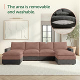 HONBAY 127.2 Inch Corduroy Cloud Modular Sectional Sofa with Chaise