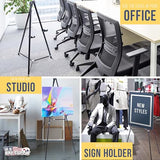 Large Adjustable Height Portable Easel Stand, Sign Display, Holds 25 lbs - Floor & Tabletop Easels