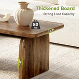 LITTLE TREE Farmhouse Coffee Table, 47 Inches Wooden Center Tables with Rounded Corners, Rectangular Living Room Tables, Modern Low Cocktail Tea Furniture for Living Room (Rustic Brown)