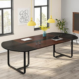 70.86 Inches 6FT Oval Conference Table, Two-Tone Finish Curved Meeting Tables for Office