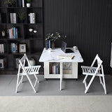 FUNROLUX Folding Dining Table with Rack and 2 Storage Drawers, Movable Extendable Space Saving Kitchen Table in 3 Forms (White)