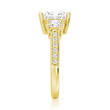 Princess Cut Three-Stone Moissanite Engagement Ring 3CT Yellow Size 7