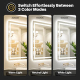60x40 LED Bathroom Mirror, Dual Lit Anti-Fog Wall Vanity Mirror
