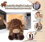 Highland Cow Stuffed Animals, Microwavable Stuffed Animal Adorable Fluffy Highland Cow Plush for Warmth Comfort, Heatable Coolable Lavender Scent Toy, Cute Soft Plushies Gift for Kid Boys Girl & Adult