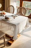 UWWGKK Lace Tablecloth Exquisite Embroidery Floral,Table Cloth Rectangle Table with Wavy Openwork,Tablecloths for Wedding Decor,Afternoon Tea,Party,Entryway Decoration,Piano Top Cover,55x86 Inch