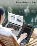 Potuopy Lap Desk - Up to 17” Laptop Tray with Wrist Rest, Portable Handle, Fixed Mouse Pad, Tablet & Phone Slots, Laptop Stand for Bed with Cushion (Black)