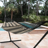 Sunnydaze Handwoven XXL Thick Cord Mayan Double Hammock for Outside - 625-Pound Capacity Heavy-Duty Outdoor Hammock - Black/Natural