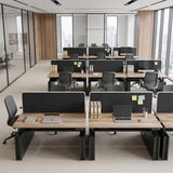 SAINTCY Two-Person Standing Office Desk with Built-in USB Outlet, Double Adjustable Computer Cubicle Desk, Staff Workstation with Privacy Panel