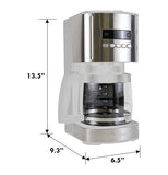 Kenmore drip Coffee Maker - 12 Cup programmable cafe machine with glass pot, regular & bold brew, auto shut off large water reservoir, reusable filter, kitchen appliances for cafeteria barista, White