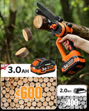 VOTREK® [2-in-1] 8" & 6" Chainsaw Cordless with 2x3.0AH Batteries - Powerful Brushless Electric Mini Chain Saw Set (4 Chains& 2 Bars)