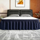 ANARACHON Full Bed Skirt, Elastic Wrap Around Bed Skirt Full Size, Bed Skirts for Adjustable Bed, Easy Fit with 18" Drop Length Tailored Drop Dust Ruffle (Navy)