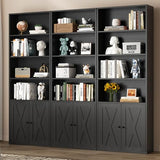 Shintenchi Bookshelf, Industrial Bookshelves and Bookcases with Doors Floor Standing 6 Shelf Display Storage Shelves (Black)