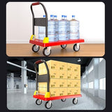 Heavy-Duty Folding Flatbed Trolley - Portable Steel Dolly Cart on Wheels
