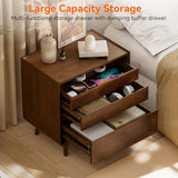 25.43" Nightstands Set of 2 with Leg Walnut Night Stand Set 2 for Bedrooms