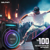 Dolphin NightWave 1800: 18" Portable Bluetooth Party Speaker – 100W RMS, Powerful 18" Woofer, LED Lights, WaveSync™, X-Bass, Rechargeable Battery, Bluetooth 5.1, 21" Tall – Perfect for Parties