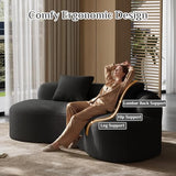 79" Curved Loveseat, Boneless Deep Seat Boucle Cloud Sofa, Black