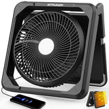 11.5 Inch Upgraded Solar Camping Fan with Light- Rechargeable Battery Fan, 10W Detachable Solar Panel, 3 Speed, 6H Timer,60° Pivot Strong Airflow for Camping Fishing RV Trips Hurricane Power Outage