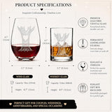 Colorsavant Tree of Life Wine & Whiskey Glass Set for Couples
