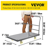 Height Flat Dolly, Hand Trucks with 5" Nylon Casters, Heavy-Duty Utility Push Carts