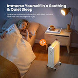 Portable Electric Radiator Heater, Space Oil Filled Heaters with 3 Heat Settings, Adjustable Thermostat, Overheat & Tip-Over Protection For Indoor Use,1500W (White)