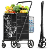 4.5 Cu Ft Folding Shopping Cart - 420 LB Capacity Grocery Cart with 360° Braked Swivel Wheels