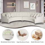 Legend Vansen L Semicircle Velvet Sofa 141.34” Oversized Sectional Curved Sofa for Living Room
