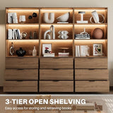 Mekminop 3PCS Lighted Bookshelf and Bookcase, 5-Tier Modern Bookshelves