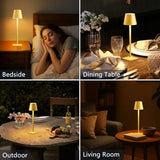 Yogaret 2 Pack Gold Rechargeable Table Lamps, Cordless Lamp with 6000mAh Battery Operated, Wireless Lamp for Restaurant