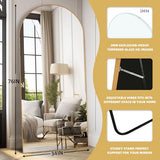 ZHUNFA Arched Full Length Mirror, 76x34 Oversized Floor Mirror with Stand